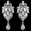 Rhodium Clear Marquise & Teardrop CZ Drop Bridal Wedding Earrings 9219