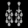 Silver Clear Rhinestone Teardrop Chandelier Bridal Wedding Earrings