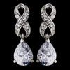Silver Clear Love Knot CZ & Austrian Crystal Drop Bridal Wedding Earrings 9243
