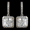 Antique Silver Clear CZ Princess Cut Bridal Wedding Necklace 9251 & Bridal Wedding Earrings 9248