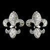 Silver Clear Fleur De Lis Rhinestone Bridal Wedding Necklace 8120 & Earrings 9249 Bridal Wedding Jewelry Set