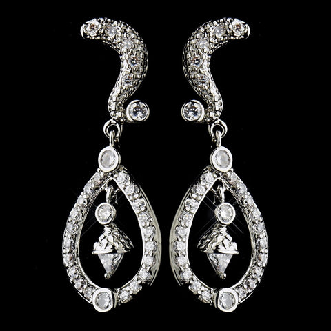 Silver Clear CZ Crystal Bridal Wedding Necklace & Earrings 9254