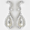 Silver Diamond White Pearl & CZ Crystal Kate Middleton Bridal Wedding Earrings 9255
