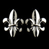Silver Fleur De Lis Stud Bridal Wedding Earrings 9258