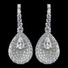 Solid 925 Sterling Silver Clear CZ Crystal Teardrop Center Bridal Wedding Earrings 9261