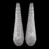Solid 925 Sterling Silver Clear Rhinestone Long Pave Bridal Wedding Earrings 9264