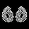 Silver White Pearl and Clear Rhinestone Paisley Style Bridal Wedding Earrings 9268