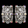 Vintage Silver & AB Crystal Bridal Wedding Hair Clip On Earring E 933
