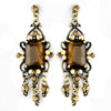 Vintage Gold Brown Crystal Drop Bridal Wedding Earrings E 936