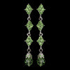 Elegant Silver & Green Crystal Drop Bridal Wedding Earrings E 937
