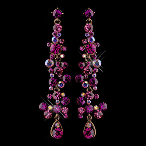 Bridal Wedding Earrings 938 Fuchsia gold