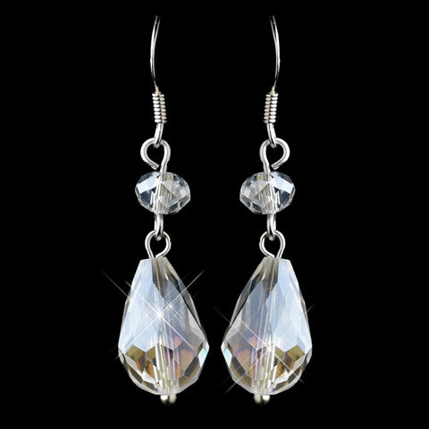 Silver Clear AB Teardrop Swarovski Crystal Hook Bridal Wedding Earrings 9393