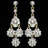 Gold Clear Chandelier Bridal Wedding Earrings 940