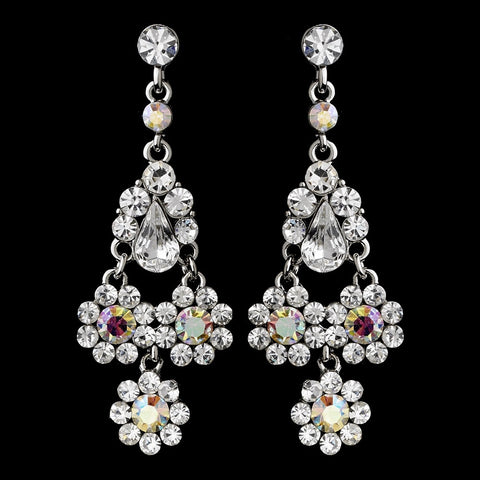 AB & Clear Rhinestone Chandelier Bridal Wedding Earrings 940