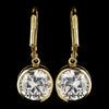 Gold Clear Round CZ Crystal Leverback Drop Bridal Wedding Earrings 9400