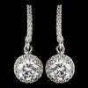 Rhodium Clear Round CZ Crystal Leverback Drop Bridal Wedding Earrings 9402