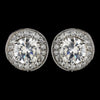 Rhodium Clear Round Stud Pave CZ Crystal Stud Bridal Wedding Earrings 9409