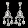 Rhodium Clear Teardrop CZ Crystal Chandelier Bridal Wedding Earrings 9410
