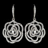 Rhodium Clear CZ Crystal Clear Rose Leverback Drop Bridal Wedding Earrings 9416