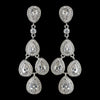 Rhodium Clear Teardrop CZ Crystal Chandelier Bridal Wedding Earrings 9418