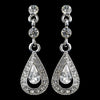 Rhodium Clear Rhinestone Vintage Drop Bridal Wedding Earrings 9451