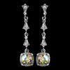 Silver AB & Clear Rhinestone Dangle Bridal Wedding Earrings 946