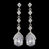 Silver & Clear Vintage Teardrop Dangle Bridal Wedding Earrings E 948