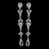 Radiant Silver Clear Crystal Dangle Bridal Wedding Earrings E 949