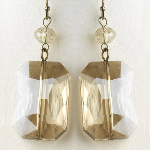 Gold Light Topaz Faceted Glass Crystal Drop Bridal Wedding Earrings 9509