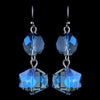 Hematite Blue Diamond Faceted Glass Drop Bridal Wedding Earrings 9521