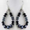 Black & Blue Mix Faceted Glass Stone Hoop Bridal Wedding Earrings 9523