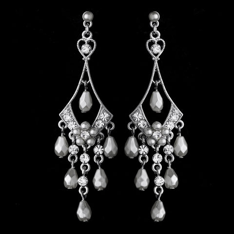Beautiful Silver White Chandelier Bridal Wedding Earrings E 955
