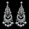 Elegant White Pearl & Crystal Chandelier Bridal Wedding Earrings E 958