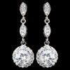 Rhodium Clear Round CZ Dangle Bridal Wedding Earrings 9599