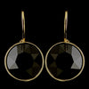 Gold Jet Black Swarovski Crystal Element Round Leverback Bridal Wedding Earrings 9600