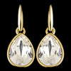Gold Clear Swarovski Crystal Element Teardrop Dangle Hook Bridal Wedding Earrings 9601