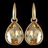 Gold Golden Lt Brown Swarovski Crystal Element Teardrop Dangle Hook Bridal Wedding Earrings 9601