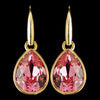 Gold Rose Swarovski Crystal Element Teardrop Dangle Hook Bridal Wedding Earrings 9601
