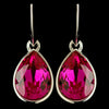 Silver Fuchsia Swarovski Crystal Element Teardrop Dangle Hook Bridal Wedding Earrings 9601