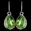 Silver Peridot Swarovski Crystal Element Teardrop Dangle Hook Bridal Wedding Earrings 9601