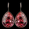 Silver Rose Swarovski Crystal Element Teardrop Leverback Bridal Wedding Earrings 9602