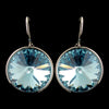 Silver Aqua Swarovski Crystal Element Large Round Leverback Bridal Wedding Earrings 9603