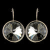 Silver Black Diamond Smoke Swarovski Crystal Element Large Round Leverback Bridal Wedding Earrings 9603