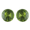 9mm Sterling Silver Round Peridot CZ Crystal Stud Bridal Wedding Earrings