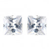7mm Sterling Silver Princess Clear CZ Crystal Stud Bridal Wedding Earrings