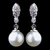 Silver CZ & Pearl Bridal Wedding Earrings E 9616