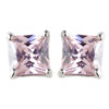 6mm Sterling Silver Princess Pink CZ Crystal Stud Bridal Wedding Earrings