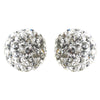 9mm Sterling Silver White Crystal Ball Stud Bridal Wedding Earrings