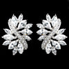 Rhodium Clear Marquise CZ Stud Bridal Wedding Earrings 9620