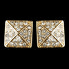 Gold Clear Rhinestone Egyptian Inspired Square Bridal Wedding Earrings 9625